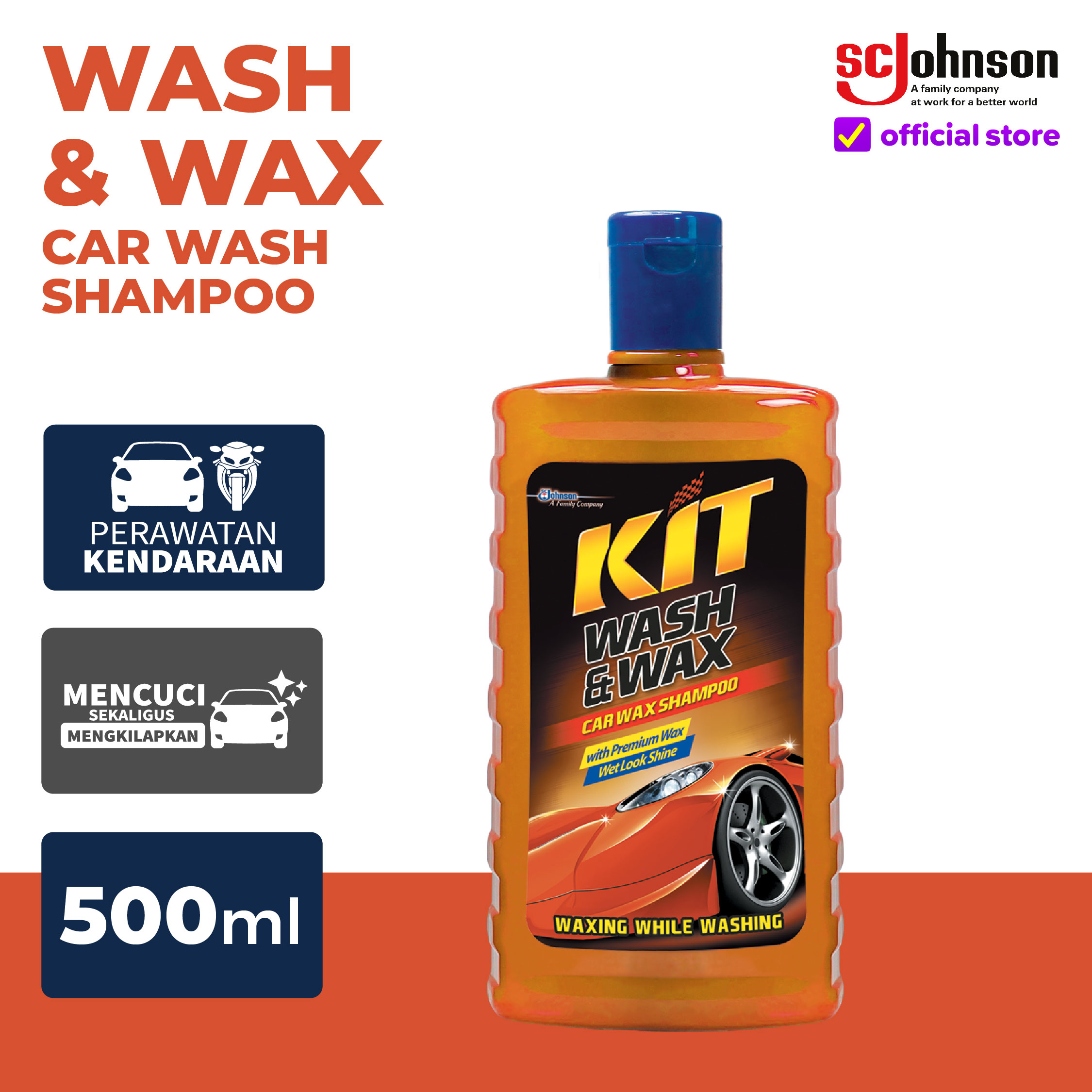KIT Wash & Wax Shampoo Mobil 500mL Harga 30,724 rupiah*Gratis Ongkir
