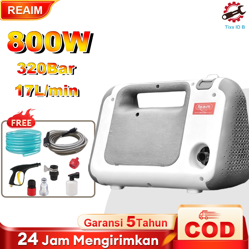 Reaim Jet Cleaner 800W 320Bar - Light & Powerful Water Spray Machine for Washing Cars and Motorcycles Harga 599,000 rupiah*Gratis Ongkir