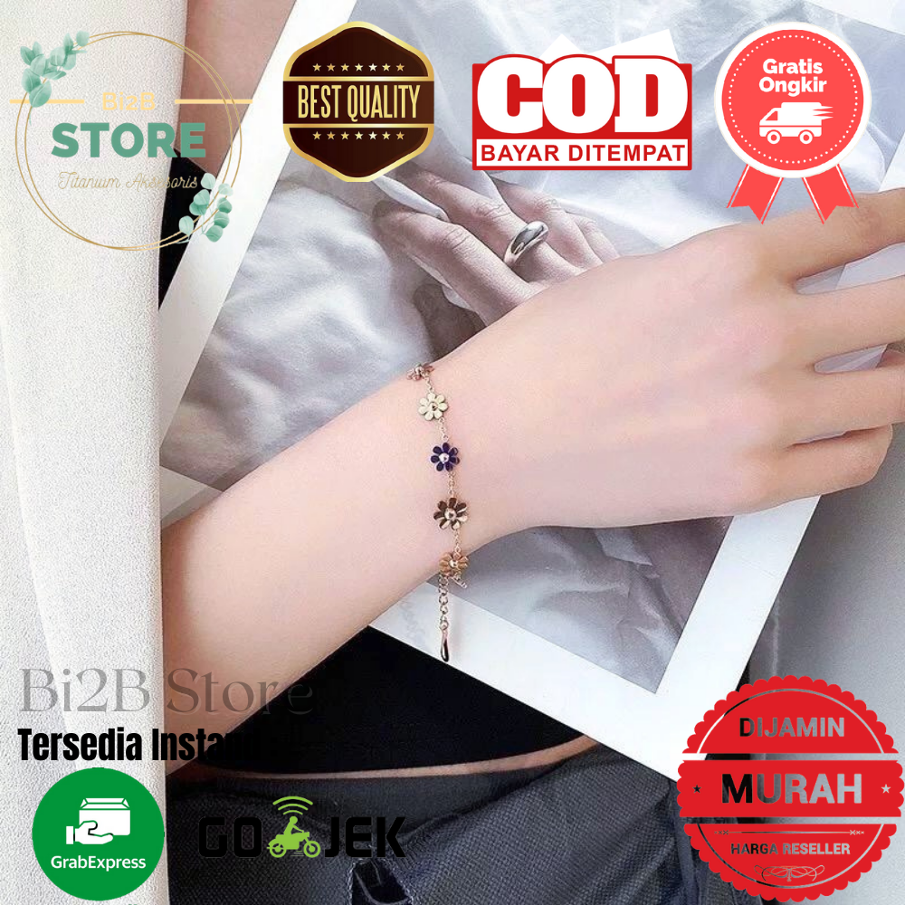 COD! gelang titanium anti karat/ gelang tangan wanita tantai lv variasi  import