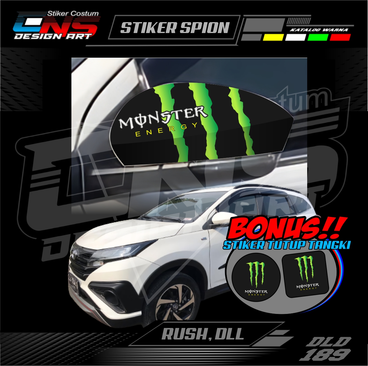 Stiker Spion Mobil Toyota Rush MONSTER Custom Semua Mobil Stiker Spion Pick Up Stiker Print Stiker Vinyl Stiker Kata Keren Stiker Cewek Vector Hijab - Bisa Request Harga 49,900 rupiah*Gratis Ongkir