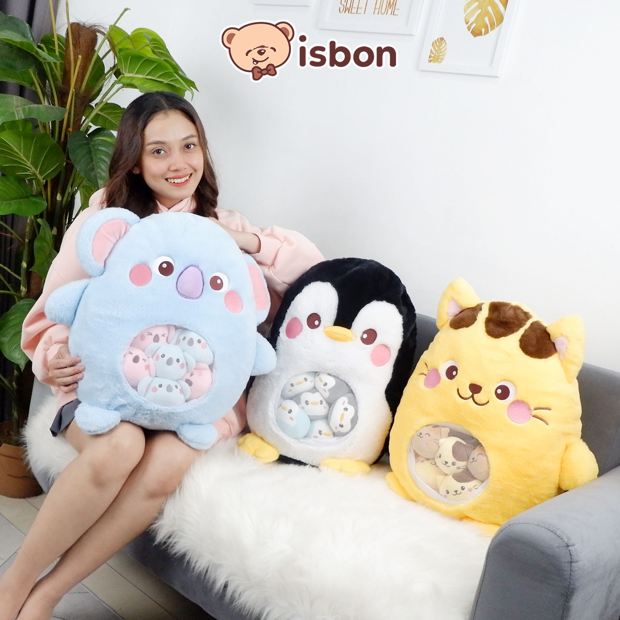 Doll Palace Mom and Babies Animal Characters Giving Birth to Small Round Cute Mother and Child Toys fo…