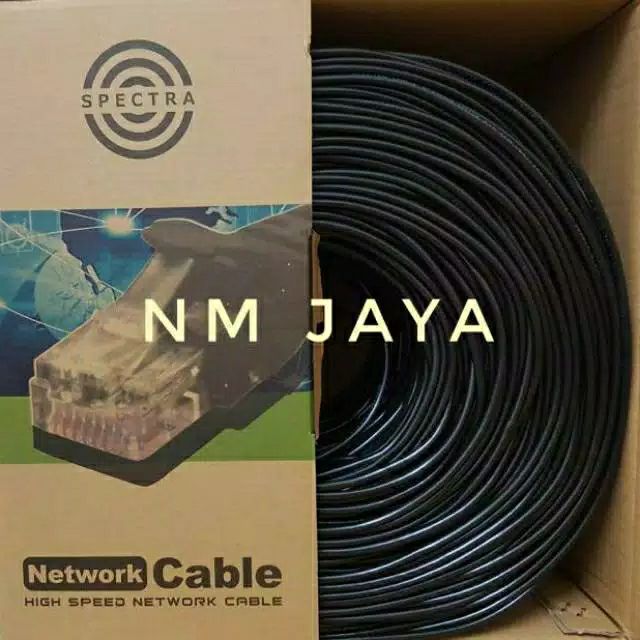 Kabel Lan Ftp Cat 5e Spectra Outdoor 305meter Poe Support Dilengkapi Foil dan Ground Warna Hitam Harga 465,000 rupiah*Gratis Ongkir