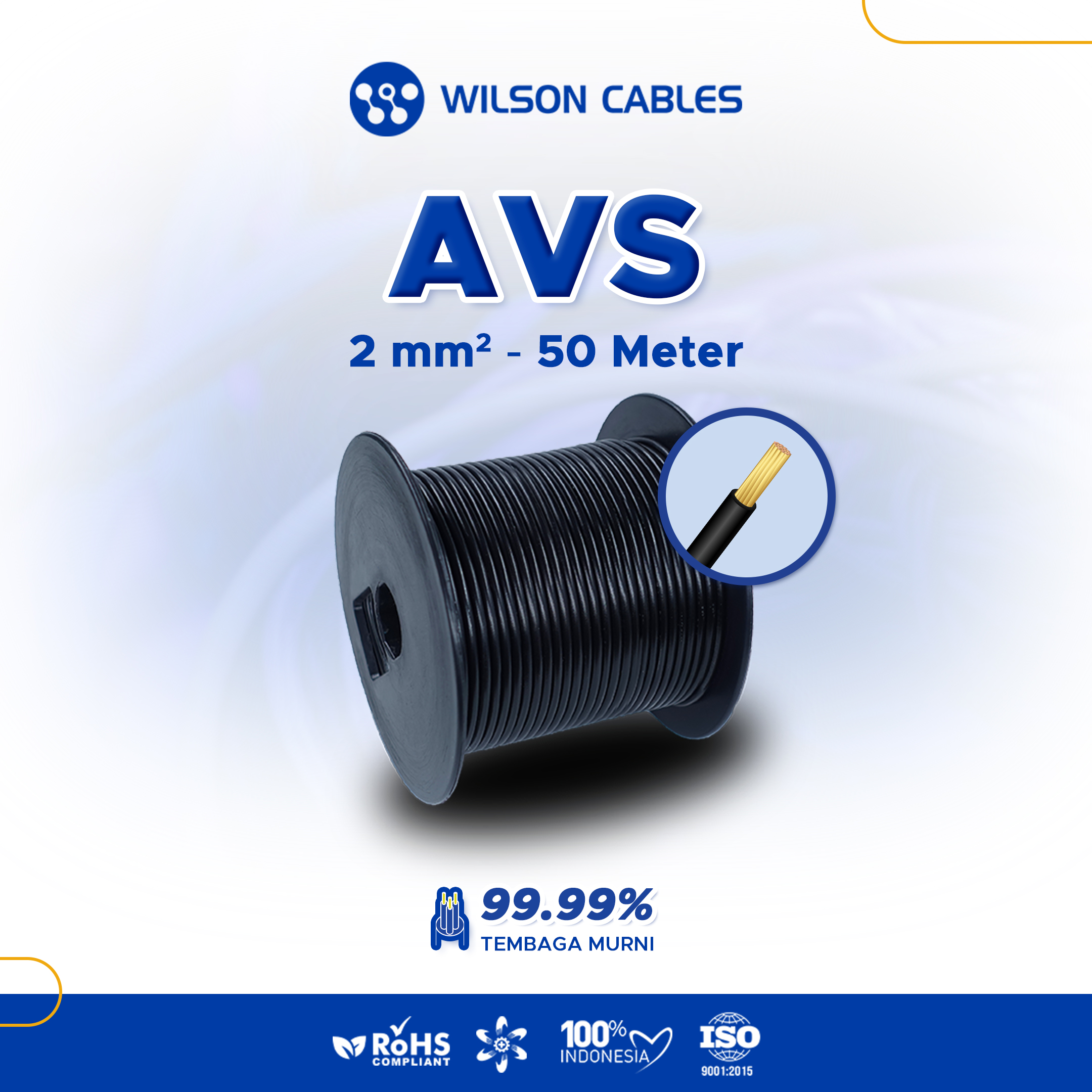 AVS 2 mm2 100 Meter - Kabel Otomotif Wilson Cables Harga 814,404 rupiah*Gratis Ongkir