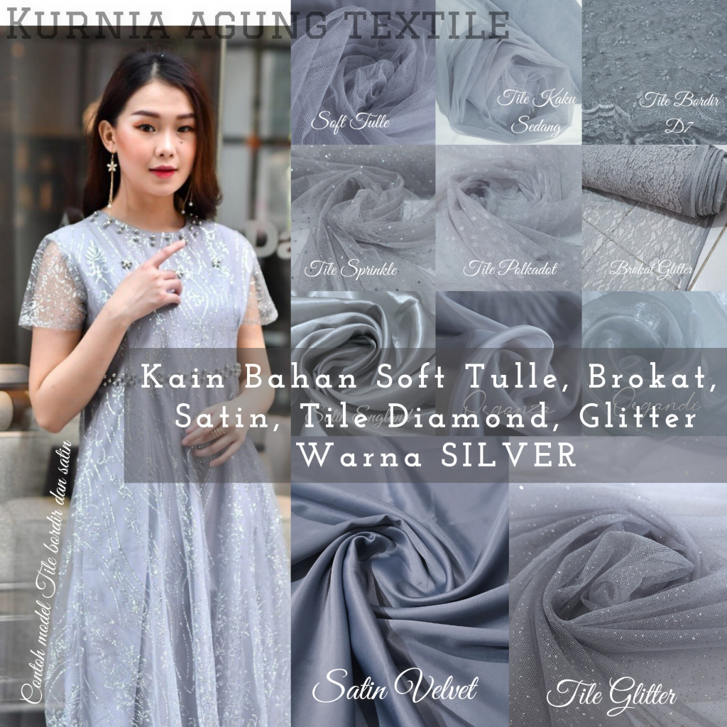 ½ Kain Bahan Satin Velvet Soft Tulle Diamond Habutai Dekorasi