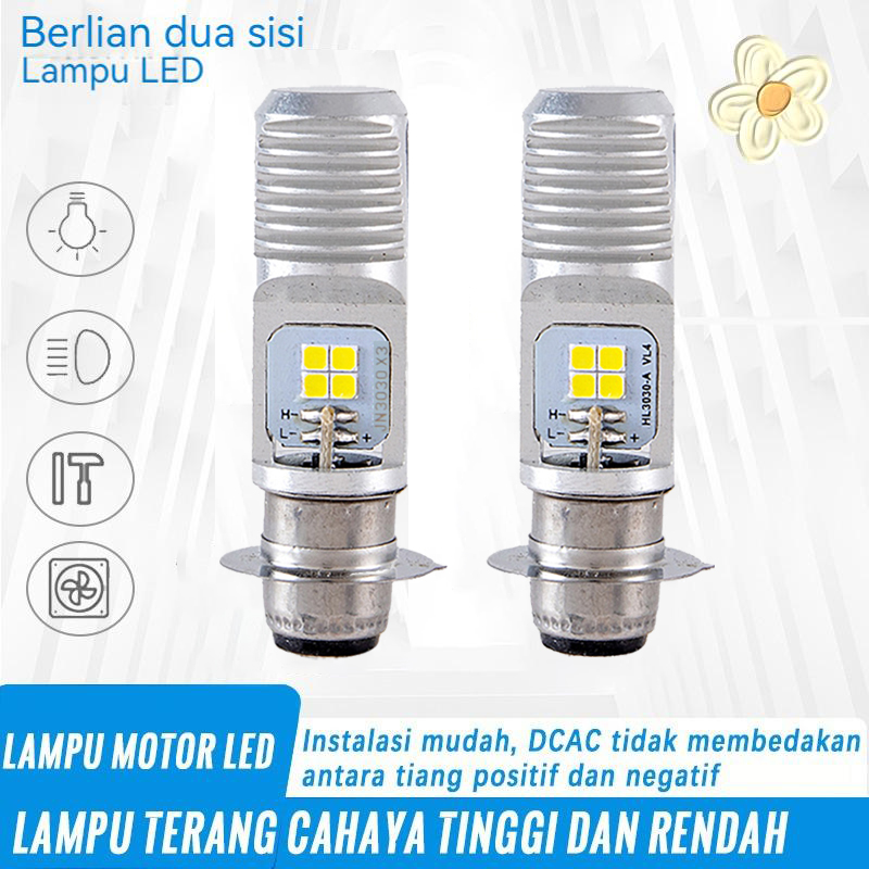 1X Lampu Depan Sepeda Motor LED H6 P15D Hi/Lo Beam 6000K 3030 12SMD Moto Skuter ATV Lampu Kabut Aksesori Pencahayaan Universal Putih Harga 11,900 rupiah*Gratis Ongkir