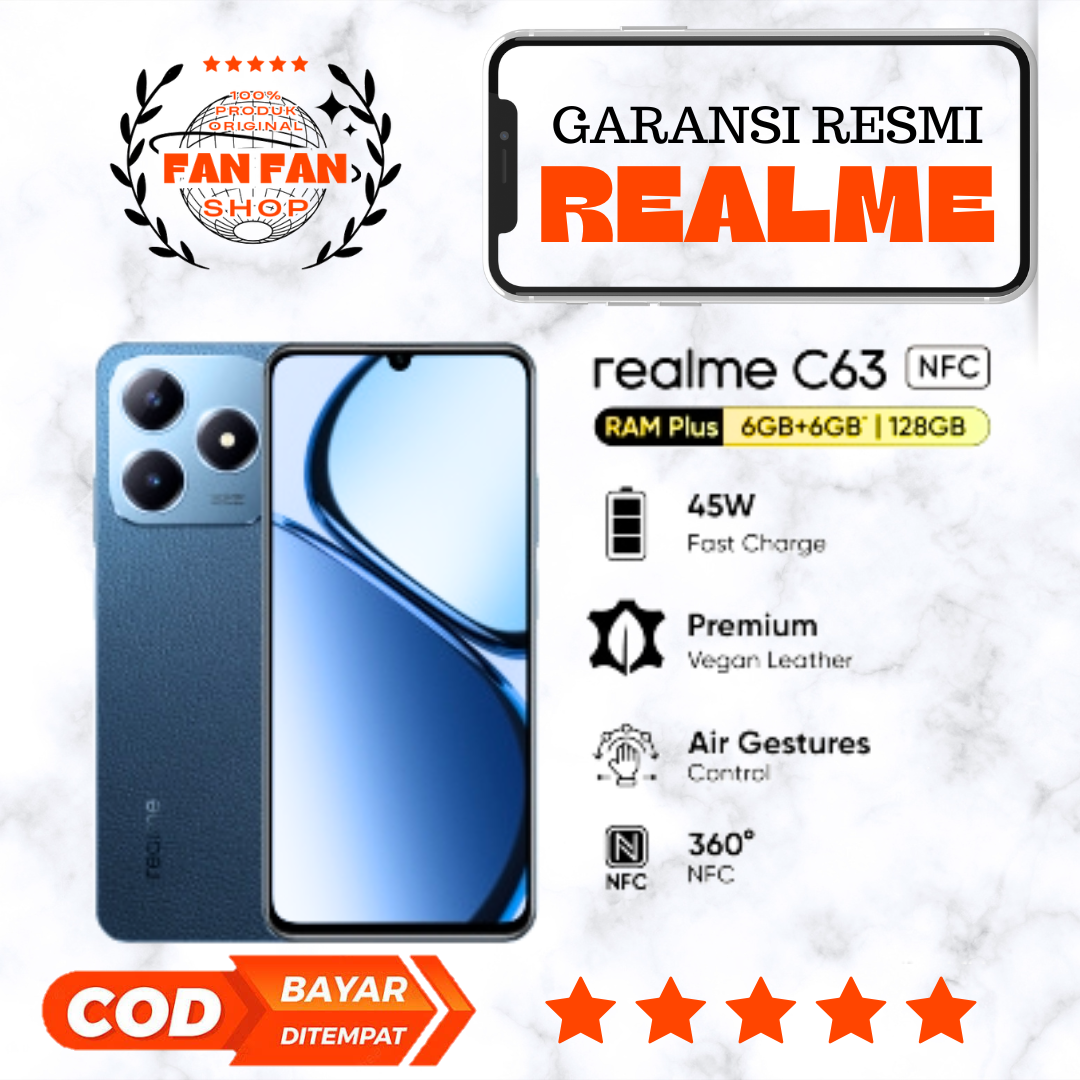 realme C63 6GB+6GB* | 128GB 45W Fast Charge| 5000mAh Durable Battery | AI Boost Engine | 90Hz Eye Comfort Display | 50MP AI Camera Giá 1,824,000 Đồng*Miễn phí vận chuyển
