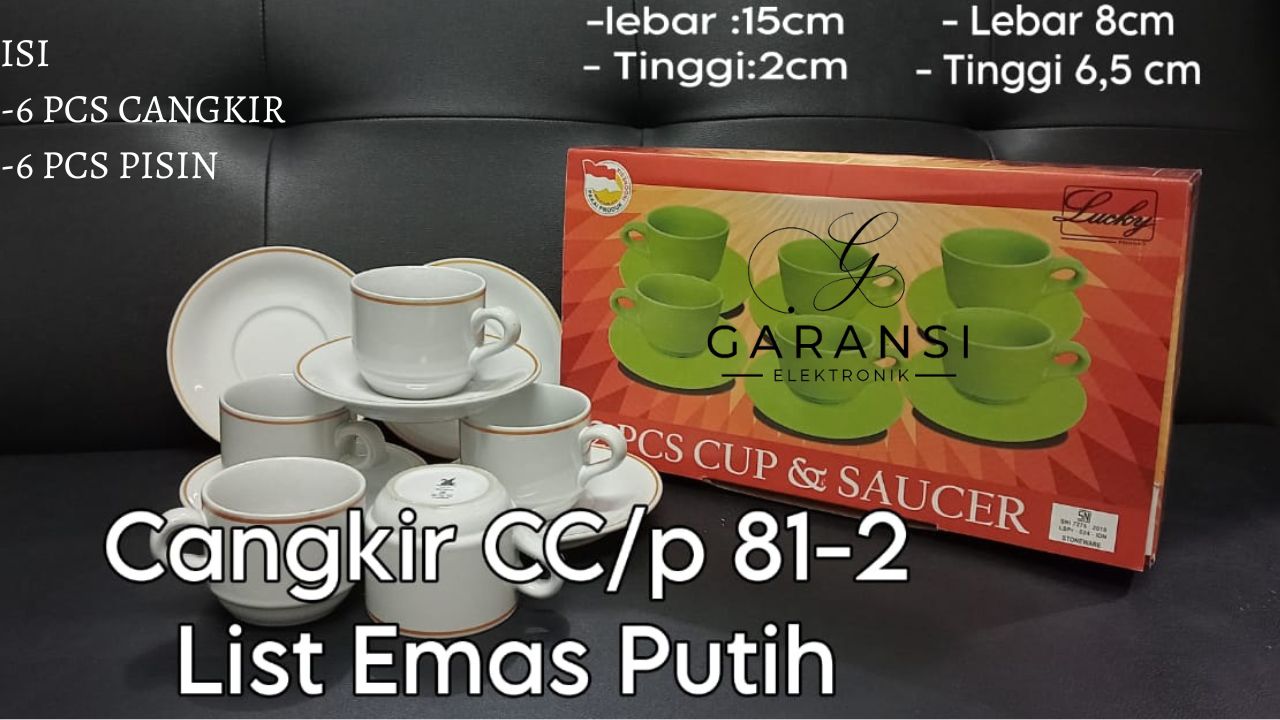 Tea Cup Set Cc / P 81-2 Gold List Motif (Black&White) Cramic Tea Cup Set Plus Pissin