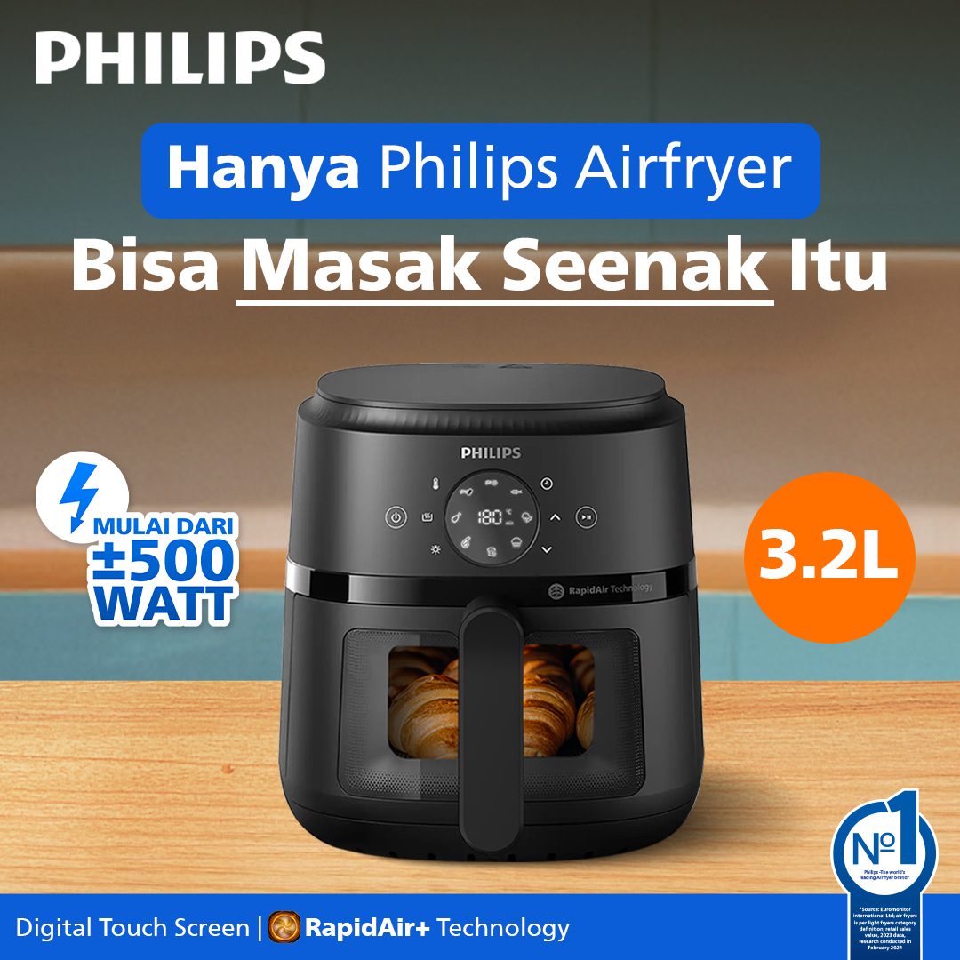 New! Philips Airfryer low watt 500W transparent best compact size 3.2L na210/00. Air Fryer multifunction digital touch screen, Philips Air Fryer-rapid air technology-Black Harga 748,000 rupiah*Gratis Ongkir