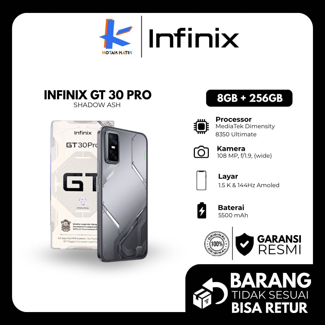 Infinix GT 30 Pro 8/256GB-up to 16GB extended RAM-dimensity 8350 ultimate-6.78 "Amoled + 144Hz-108mp-NFC 5.0 203 rating Giá 3,700,000 Đồng*Miễn phí vận chuyển