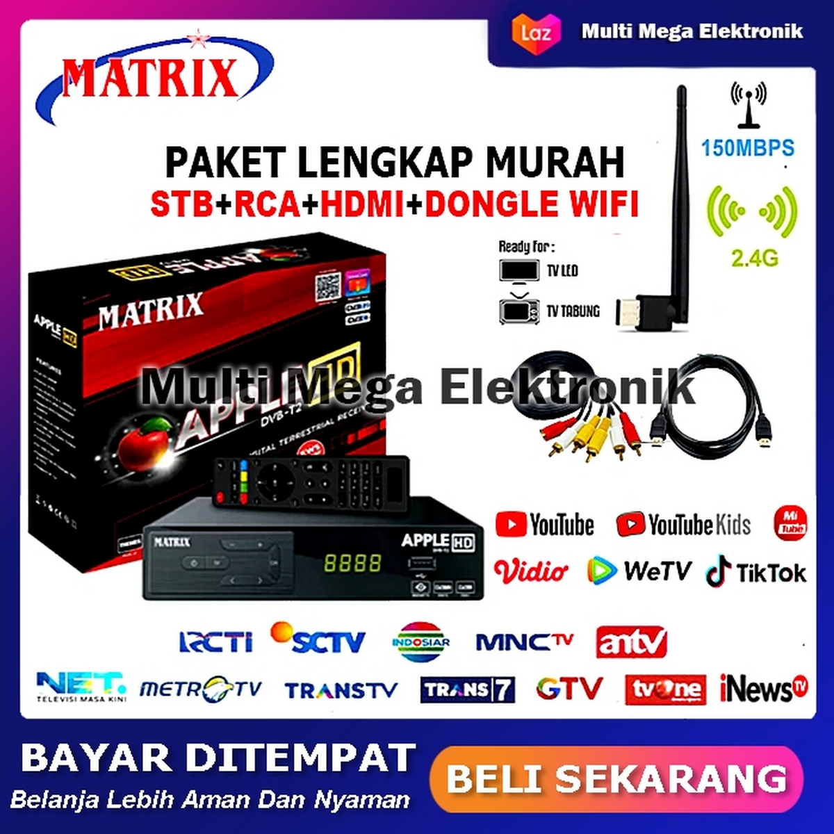 SET TOP BOX TV DIGITAL MATRIX APPLE MERAH DVBT2 / SET TOP BOX UNTUK TV TABUNG / STB TV BOX DIGITAL MURAH / STB / SET TOP BOX UNTUK TV LED / STB MATRIX PAKET KOMPLIT / STB MURAH FULL SET LENGKAP / STB TV BOX DIGITAL PROMO / SET BOX / STB MURAH Harga 274,000 rupiah*Gratis Ongkir