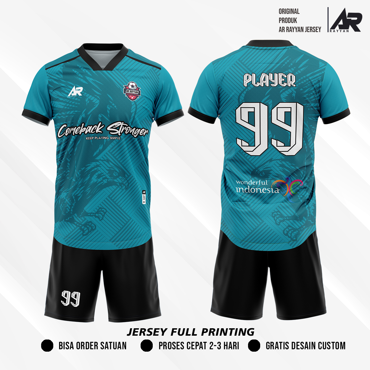 Jersey Futsal /Bola Custom Full Printing Baby Blue Colour Jersey