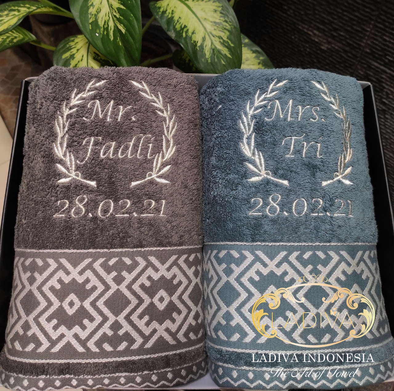 Hampers pernikahan/Seserahan Handuk Premium Couple BORDIR GRISEA Series with EXCLUSIVE BOX + FREE Kartβ¦