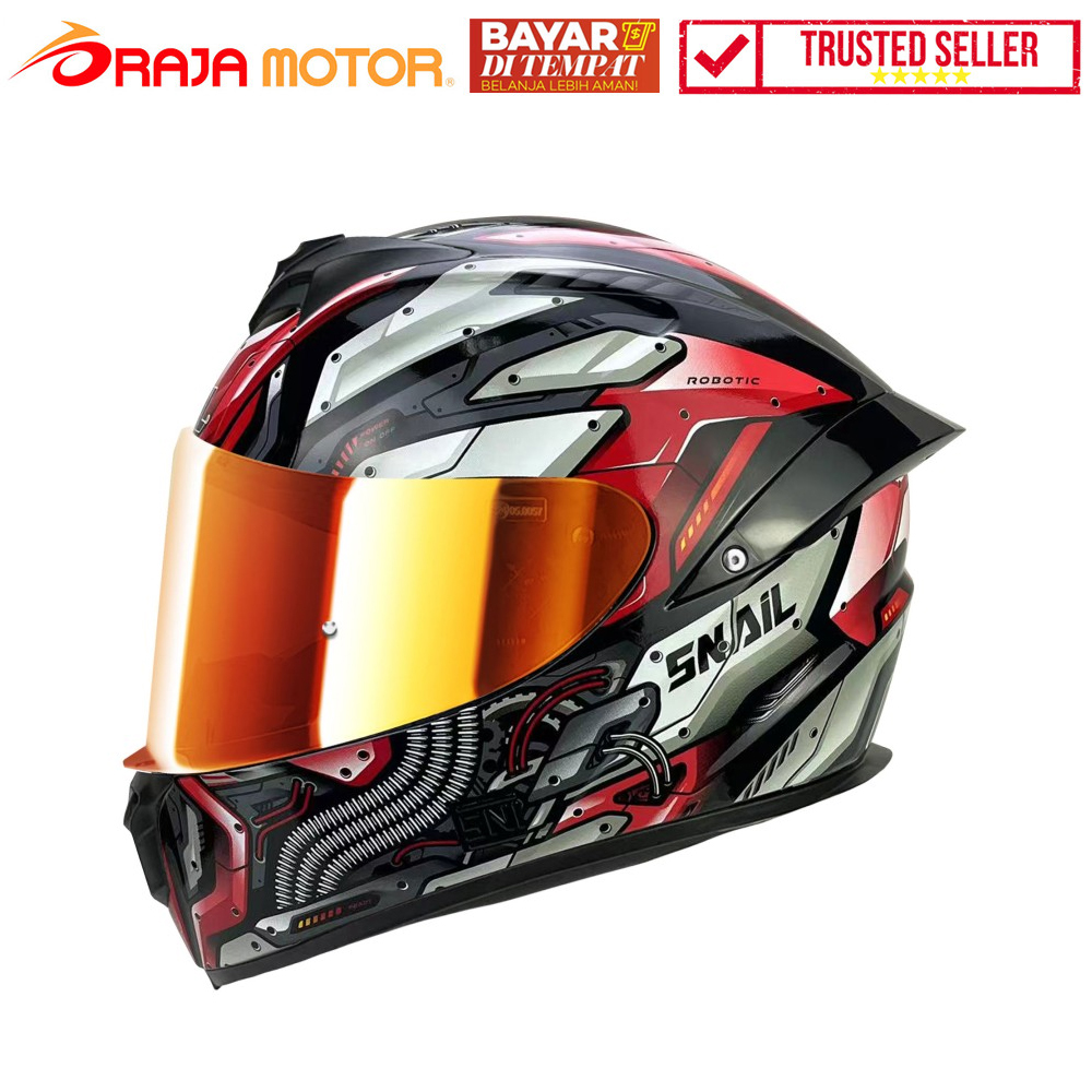 SNAIL Helm Full Face FFS2 Robotic Red Glossy MicroLock - Visor Red - RAJA MOTOR Jual Aksesoris Variasi Sepeda Motor - PROMO GAJIAN SALE DISKON BIRTHDAY RAMADAN- Gratis Ongkos Kirim Harga 1,175,000 rupiah*Gratis Ongkir