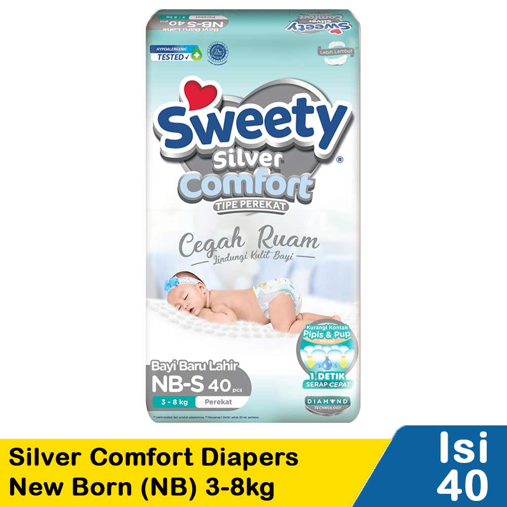 Sweety Silver Comfort Popok Perekat Bayi Baru Lahir NBS 40