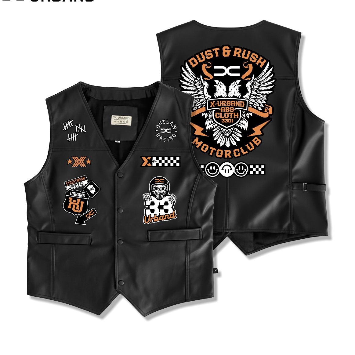 Dhozen Dust & Rush full embroidered motorcycle club A644 synthetic leather vest jacket Harga 159,000 rupiah*Gratis Ongkir