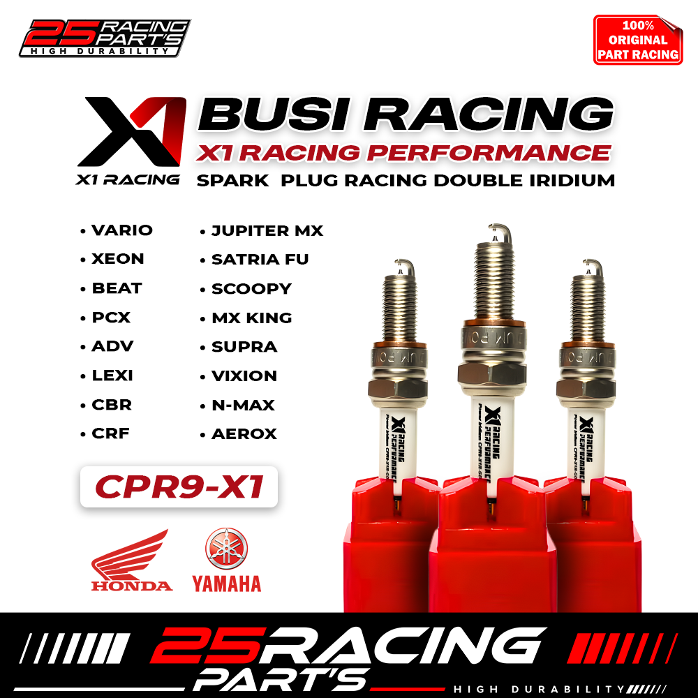 Iridium Racing Spark Plugs- X1 Racing- Nmax Aerox- Vario Beat- Pcx Adv- Jupiter- Long Spark Plugs Harga 82,800 rupiah*Gratis Ongkir