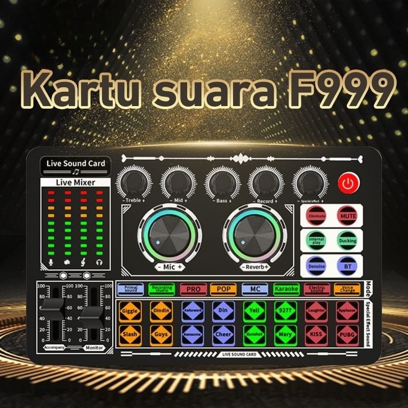 (Lucky Cell-29) Soundcard F999 Bluetooth Compatible External Wireless DJ Mixer Harga 162,000 rupiah*Gratis Ongkir