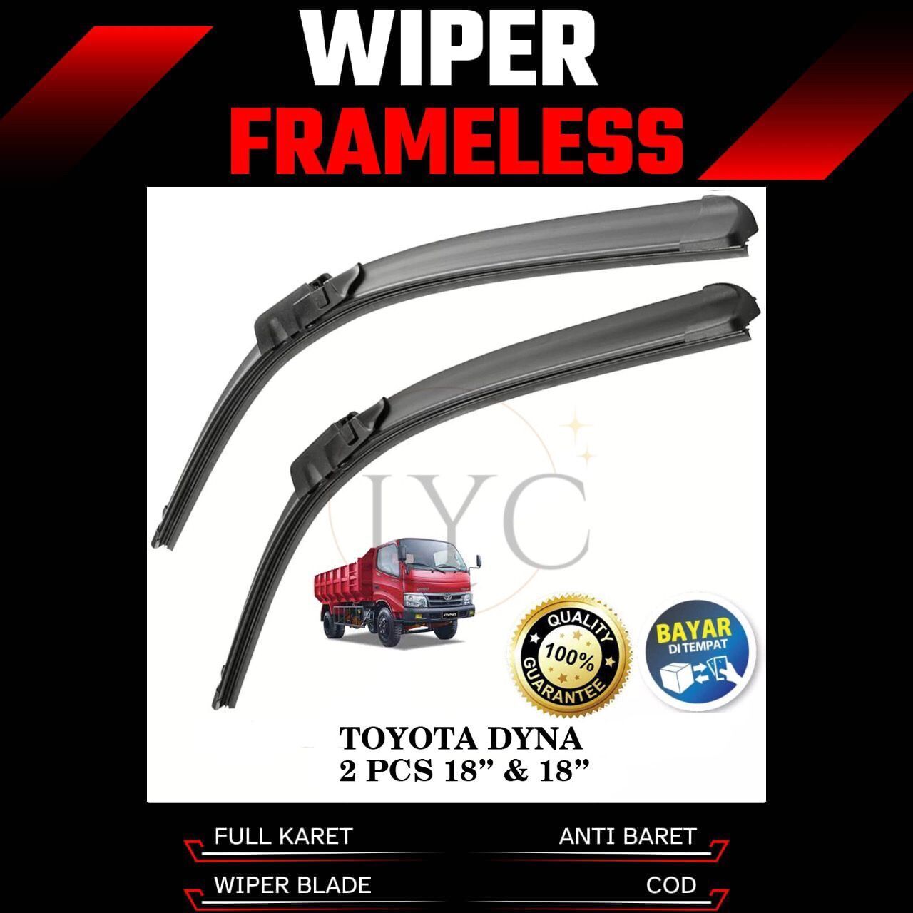 Wiper Frameless Truk Truck Toyota Dyna Wiper Frameless Full Karet Anti Baret 1 Set Larisyo Harga  55,000 Ringgit*Penghantaran Percuma
