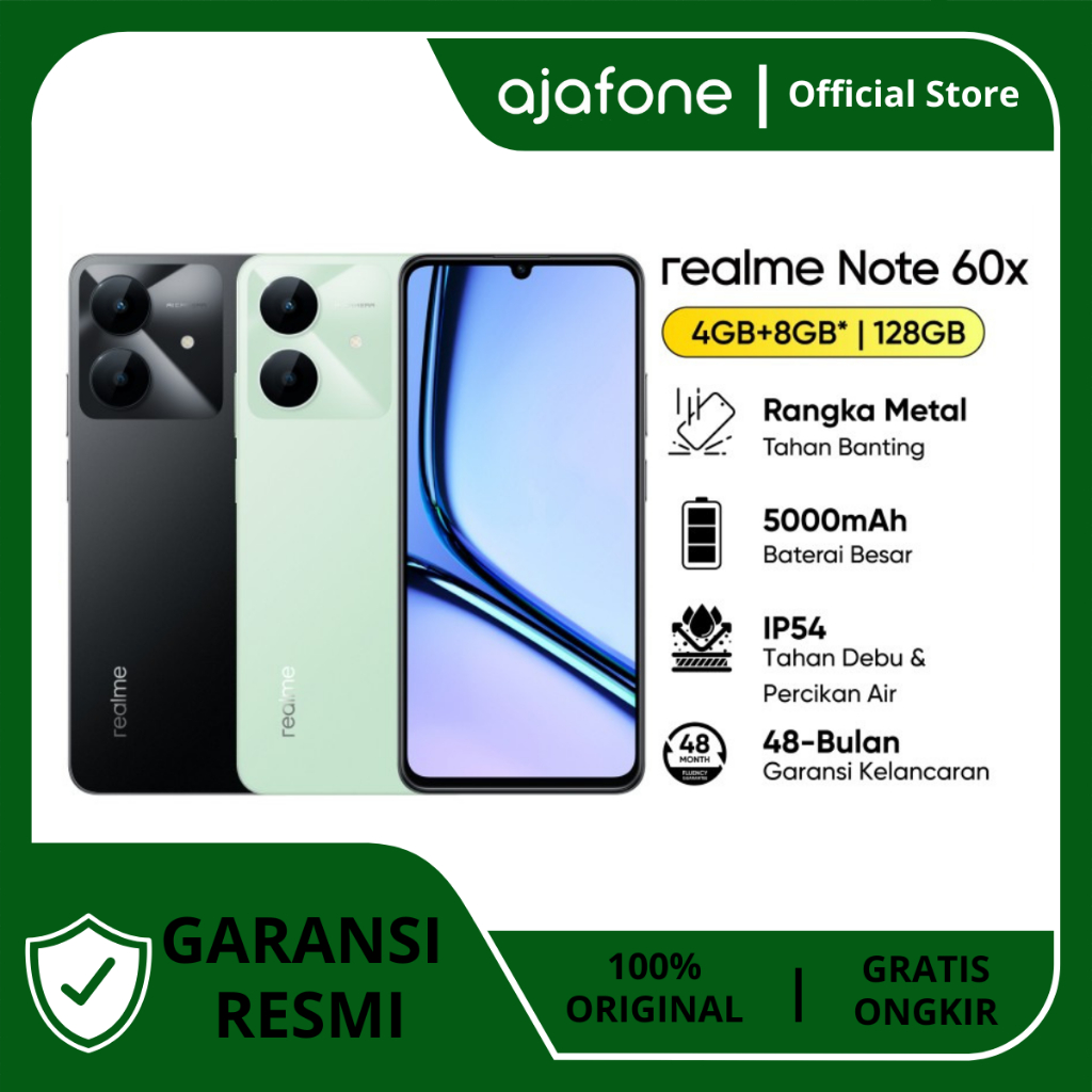 Realme note 60x 4/128GB | 4/64GB original official warranty Harga 1,449,000 rupiah*Gratis Ongkir