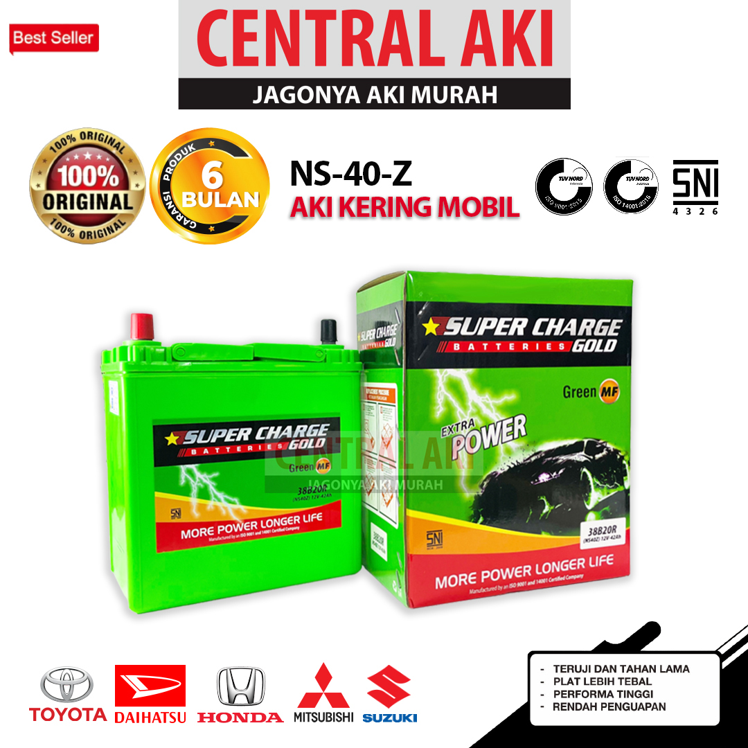 Supercharge Gold Ns40Z 12V 42Ah Car Battery Dry Accu Toyota Avanza Xenia Grandmax Apv Terios Rush Grandmax L300 Carry Atoz Zebra Luxio Swift Wet Battery Car Battery Harga 929,900 rupiah*Gratis Ongkir