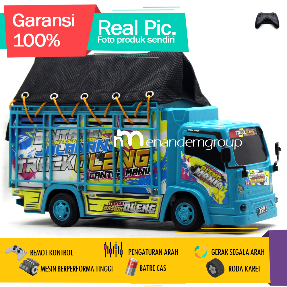 RC remote control car toy dump truck Fuso Oleng basuri trolley transport TARP truck