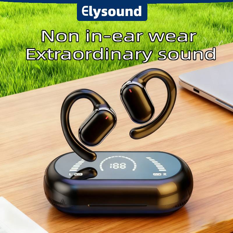 Elysound xt91 TWS Bluetooth earphones v5.4 OWS open ear Sport headphones IPX5 waterproof ear clip headset with mic for Android iOS Harga 86,330 rupiah*Gratis Ongkir