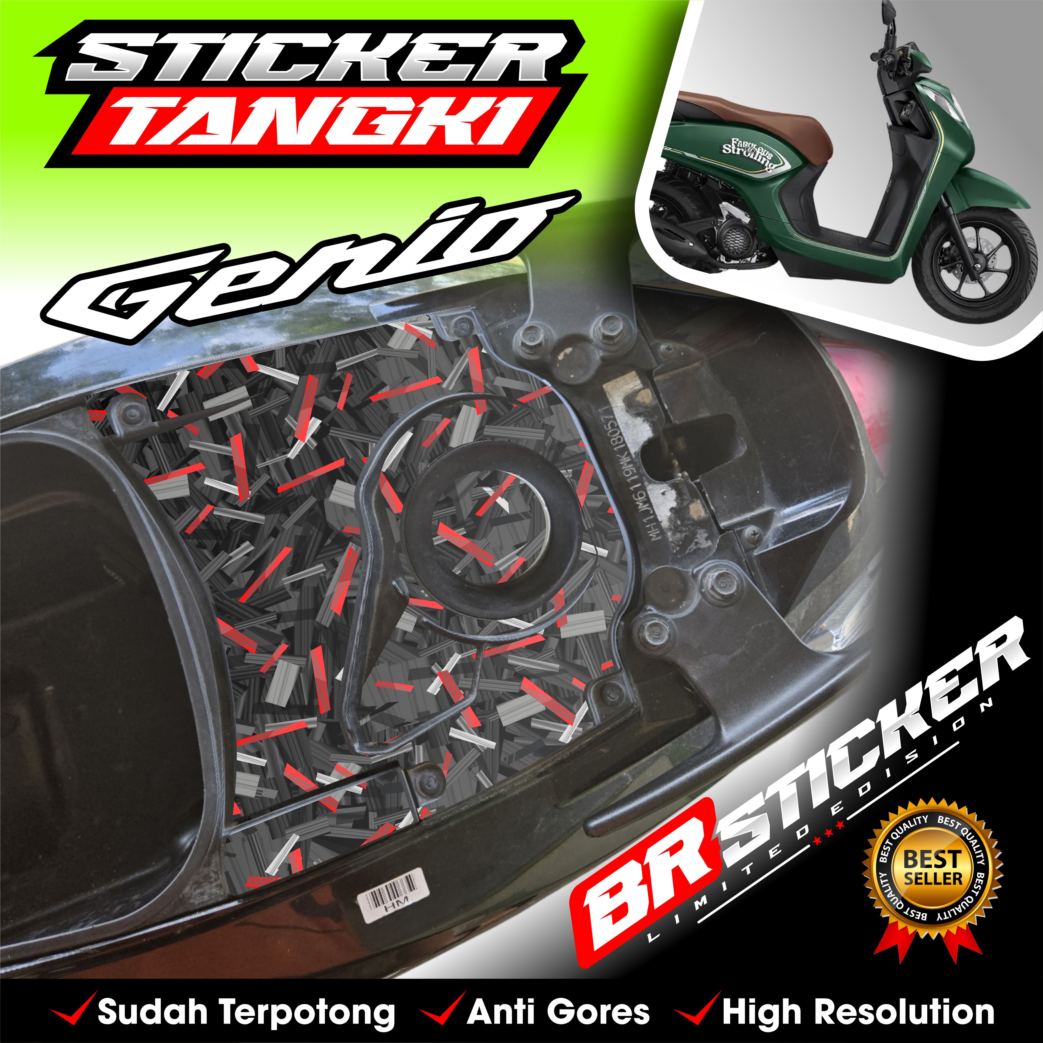 Bensi carbon forged Honda Genio premium tank sticker motorcycle Genio new anti-fade viral Harga 18,500 rupiah*Gratis Ongkir