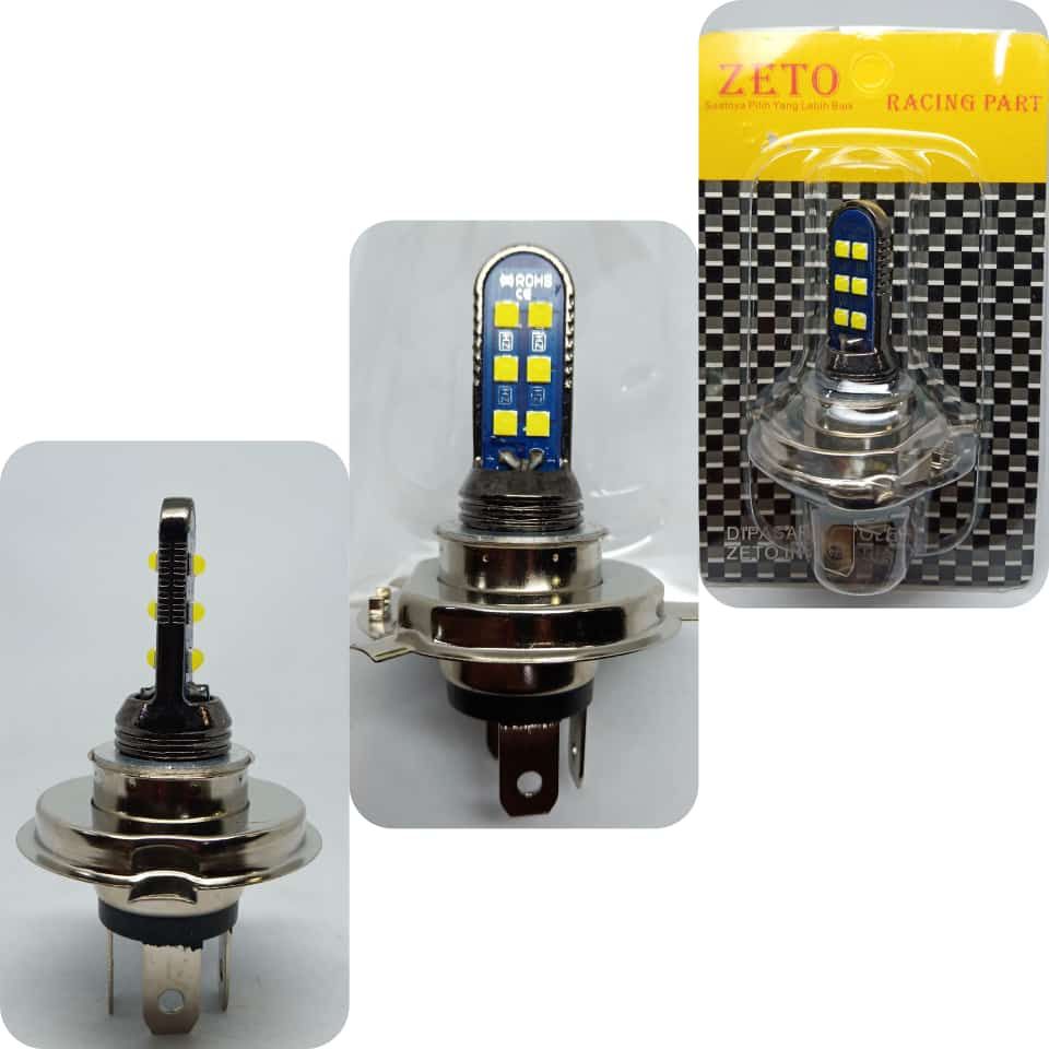 H4 Motorcycle Front Led Light 12 Eyes 3 Legs 2 Sides White Color Flat Universal Harga 10,500 rupiah*Gratis Ongkir