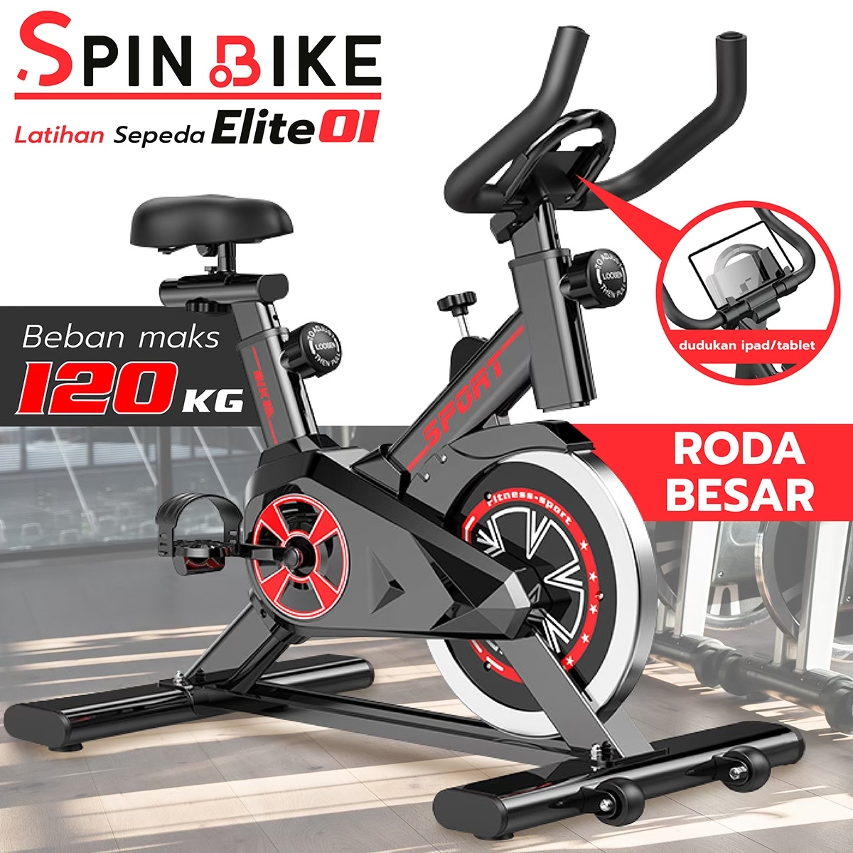 BG sport Sepeda statis spine bike model elite 01 black Alat fitness gym at home Harga 925,650 rupiah*Gratis Ongkir