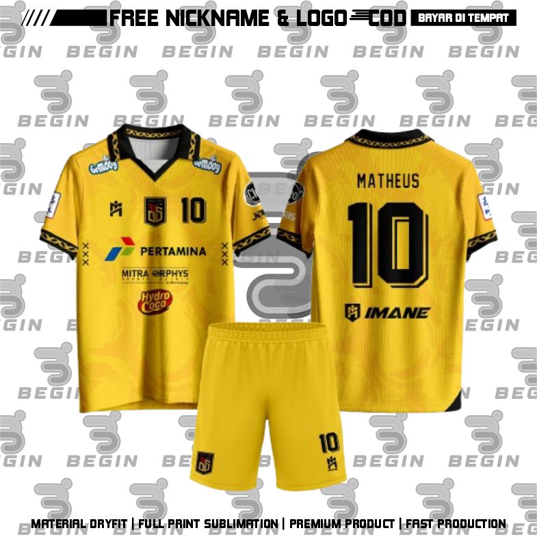 Jersey Futsal Blacksteel 4rd Kuning PFL 2025 Jersey Terlaris Gratis Pasang Nama Dan No Punggung Full Printing Bisa Custom Harga 53,000 rupiah*Gratis Ongkir