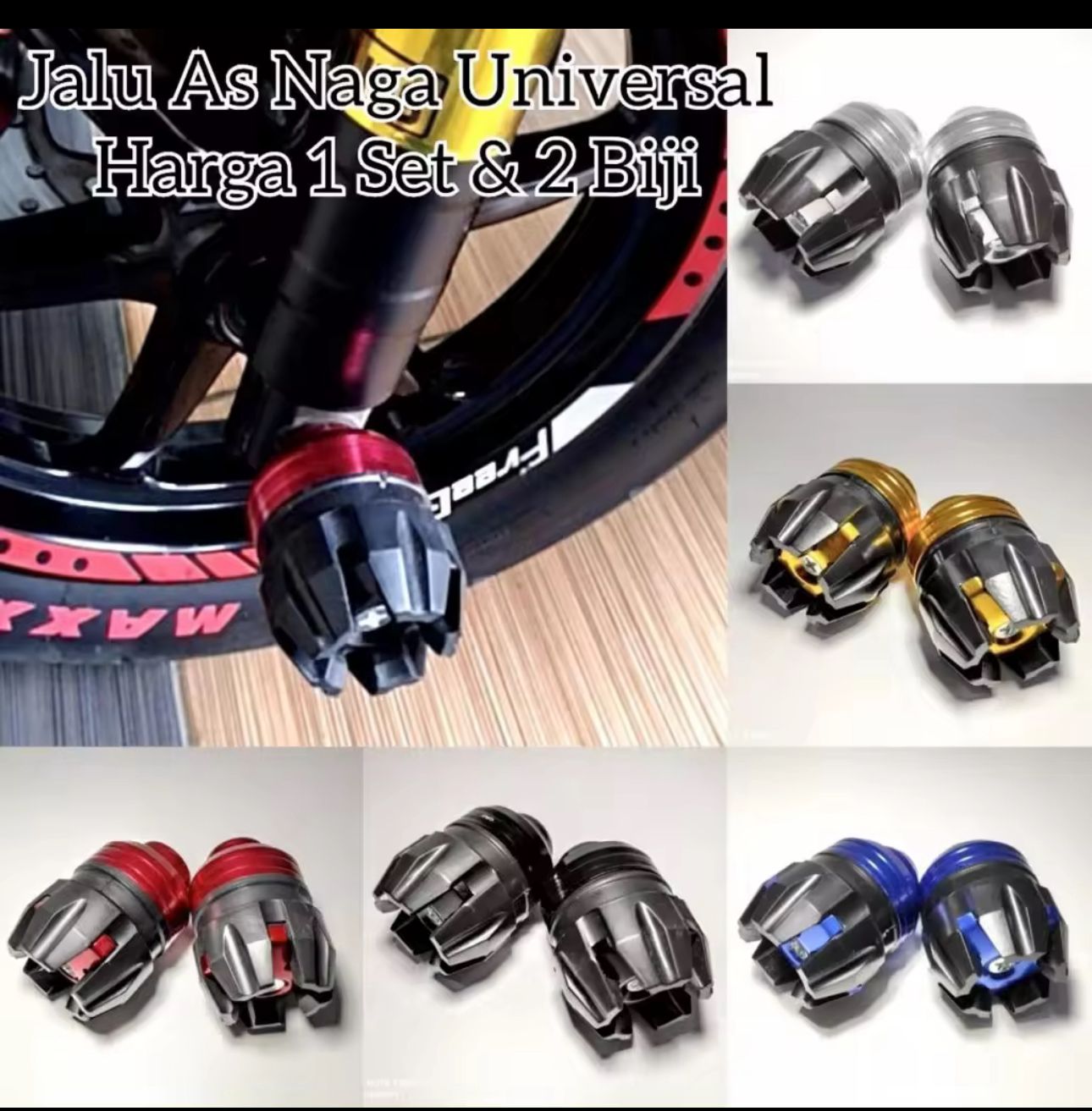 Jalu As Roda Depan Tutup As Roda Motor CNC Motif Buah Naga Universal Variasi Aksesoris Murah Harga 15,600 rupiah*Gratis Ongkir