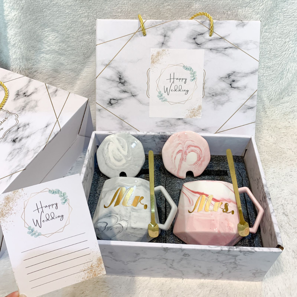 Hampers pernikahan kado pernikahan mug keramik set