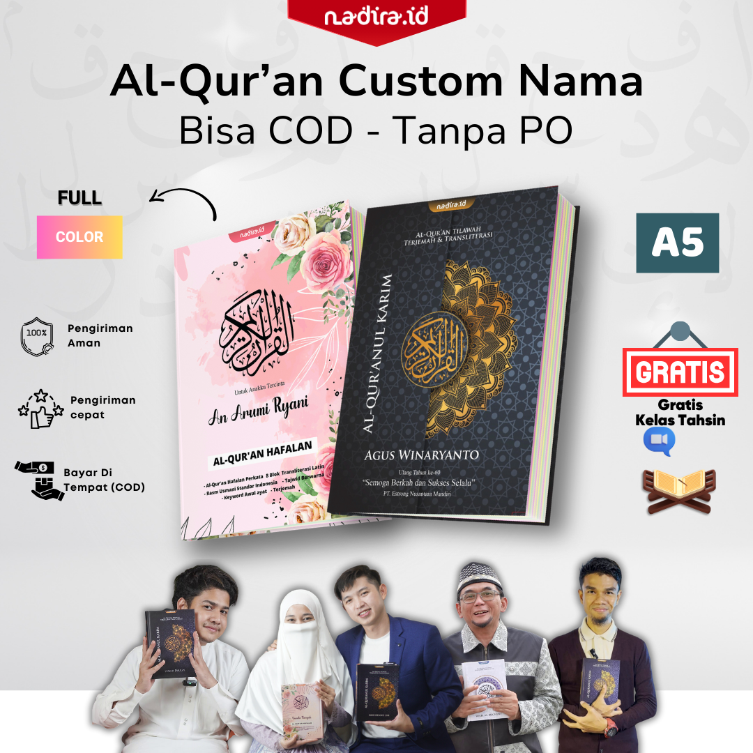 Al Quran Custom Nama by nadira.id Quran Hadiah Desain Estetik Fitur Lengkap Tajwid - Latin | uk - A5