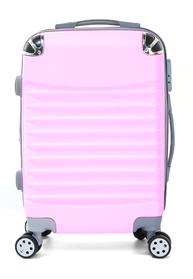 Lazada Indonesia - Hamlin Pers Koper Suitcase Many Lines Size 21 Inch Tas Travel Wheel Luggage Bag Material Fiber ORIGINAL – Pink Peach