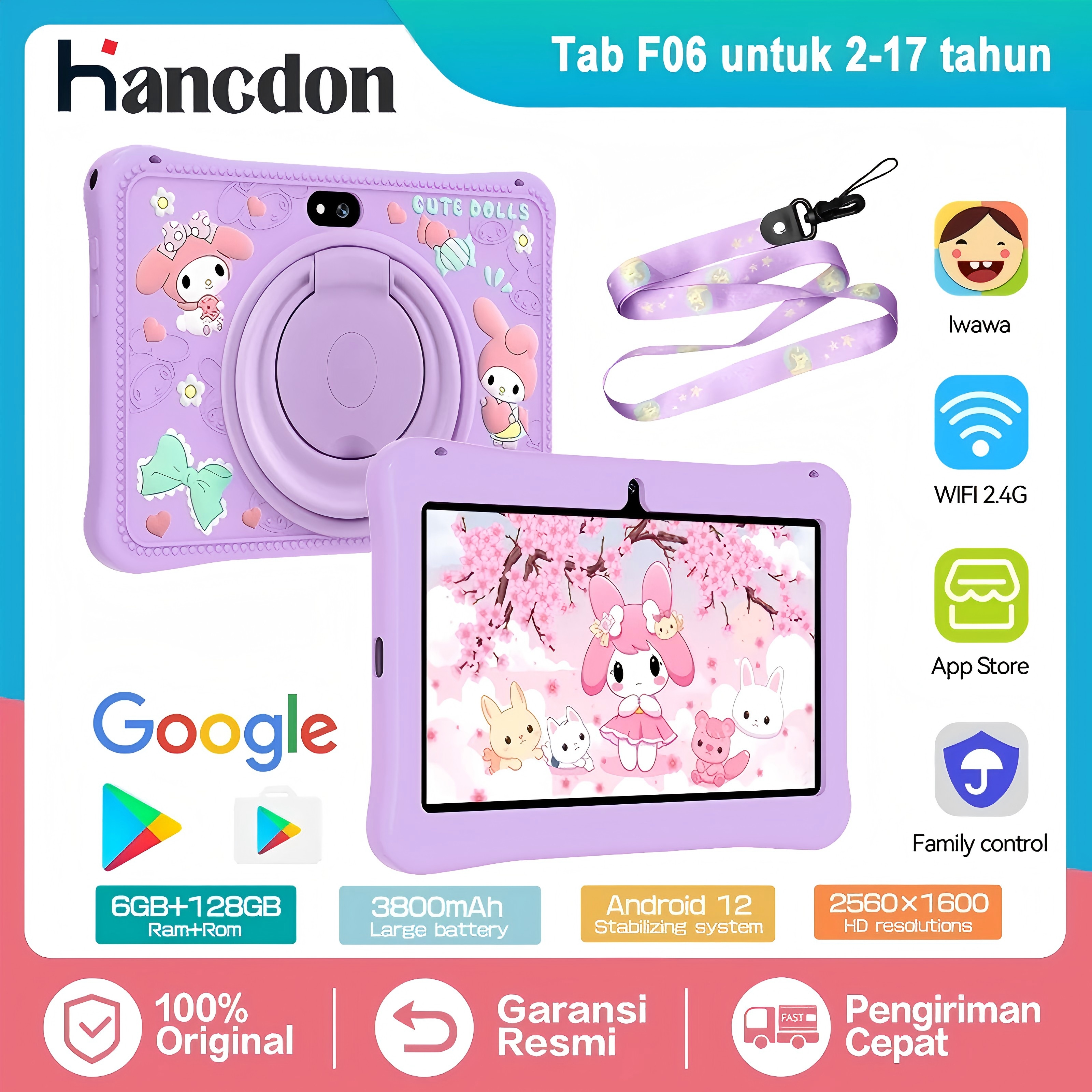 【Buy 1 Get 1 Free 6 + co】7.1 inch New Kids Tablet (ram6gb + rom128gb) high-definition screen tab office Entertainment learning tablet computer Android tablets hot sale 5G dual SIM WiFi official warranty Harga 746,000 rupiah*Gratis Ongkir
