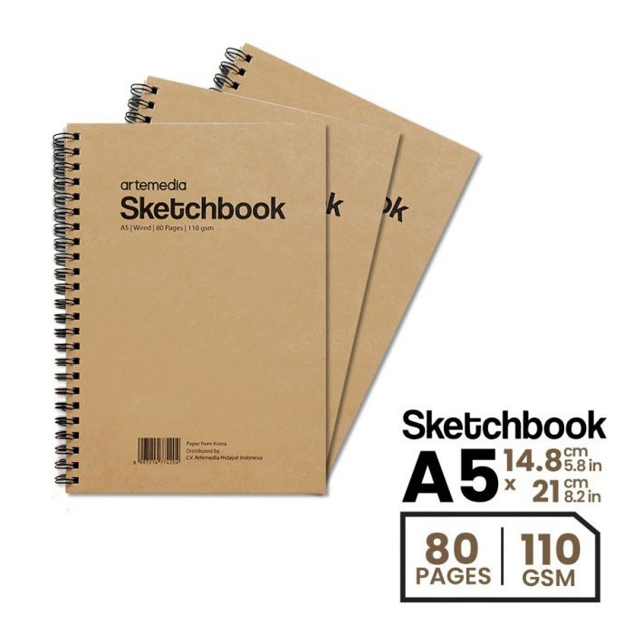 Artemedia Sketchbook Wired A5 Craft Cover Buku Sketsa Jilid Spiral