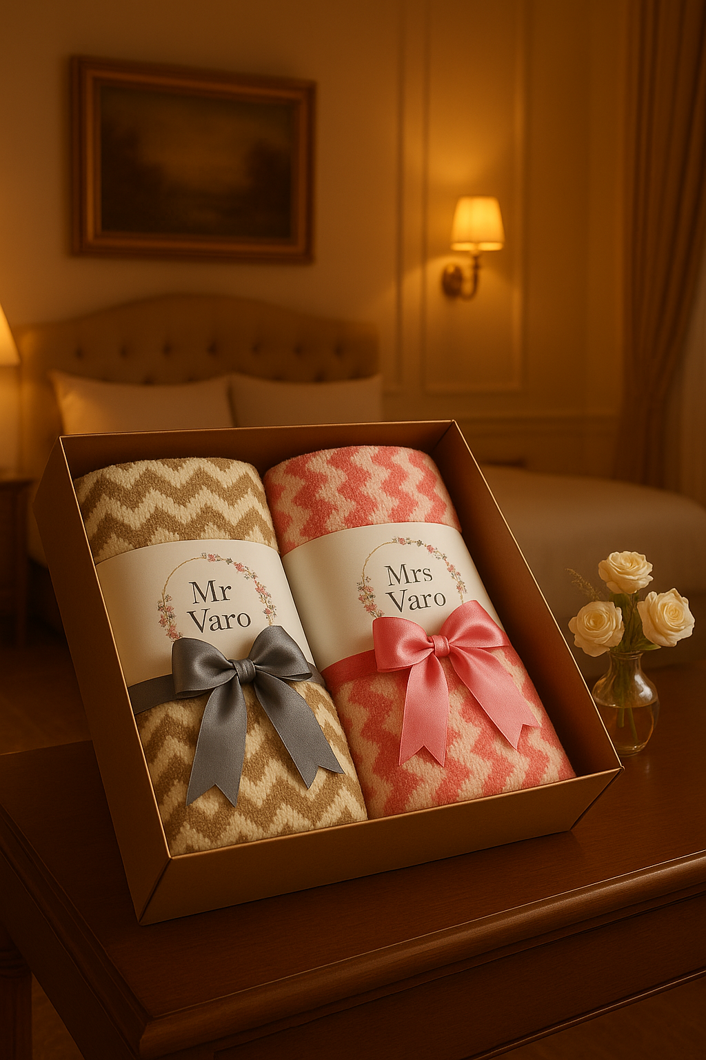 (Can Request Name) pernikahan Hampers pernikahan hadiah Couple Towels 50X100