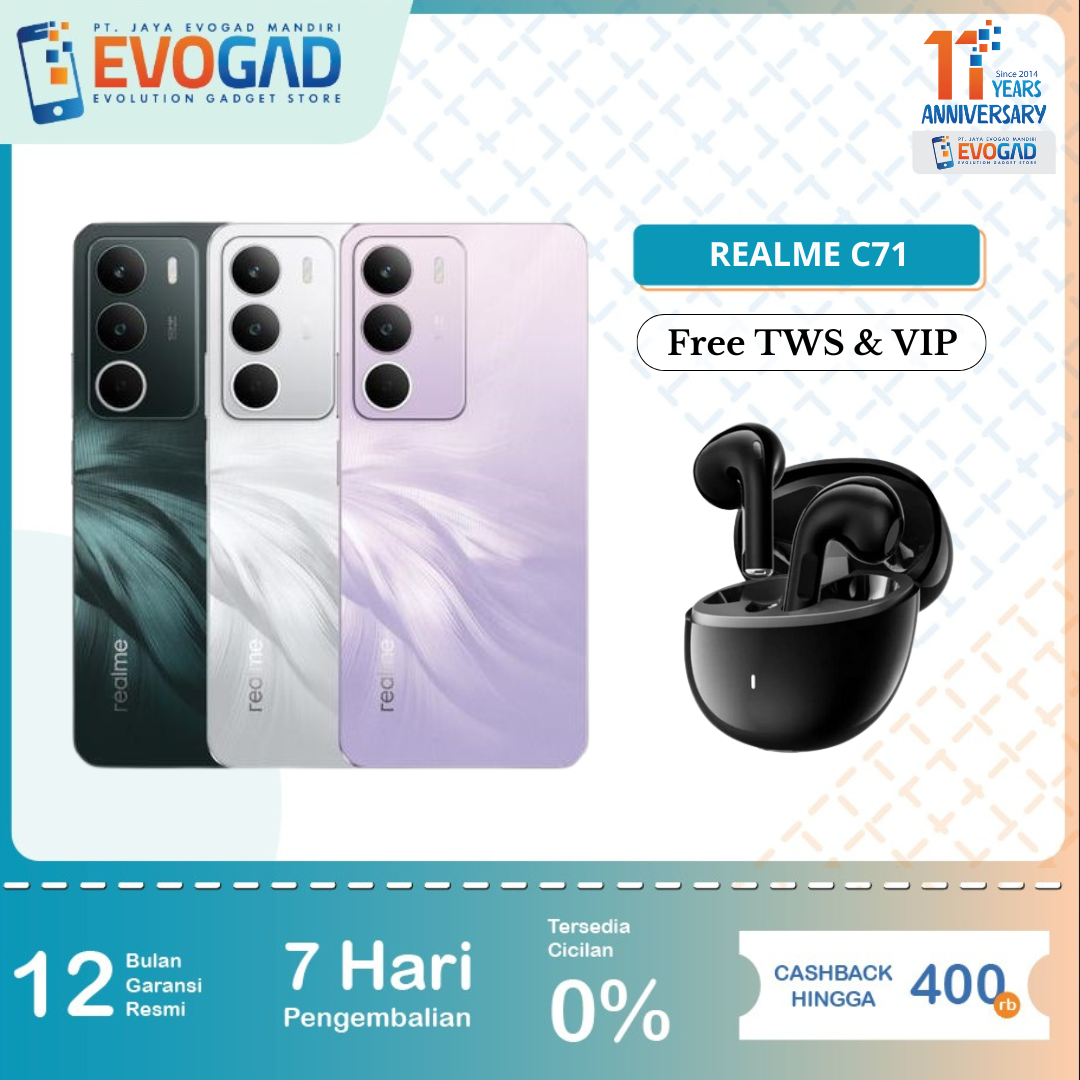 Realme C71 4/128Gb, 6/128Gb & 8/128Gb Unisoc T7250 (12 Nm), 6300Mah 45W Supervooc Charge | Realme Indonesia Official Warranty 1 Year Harga 1,550,000 rupiah*Gratis Ongkir