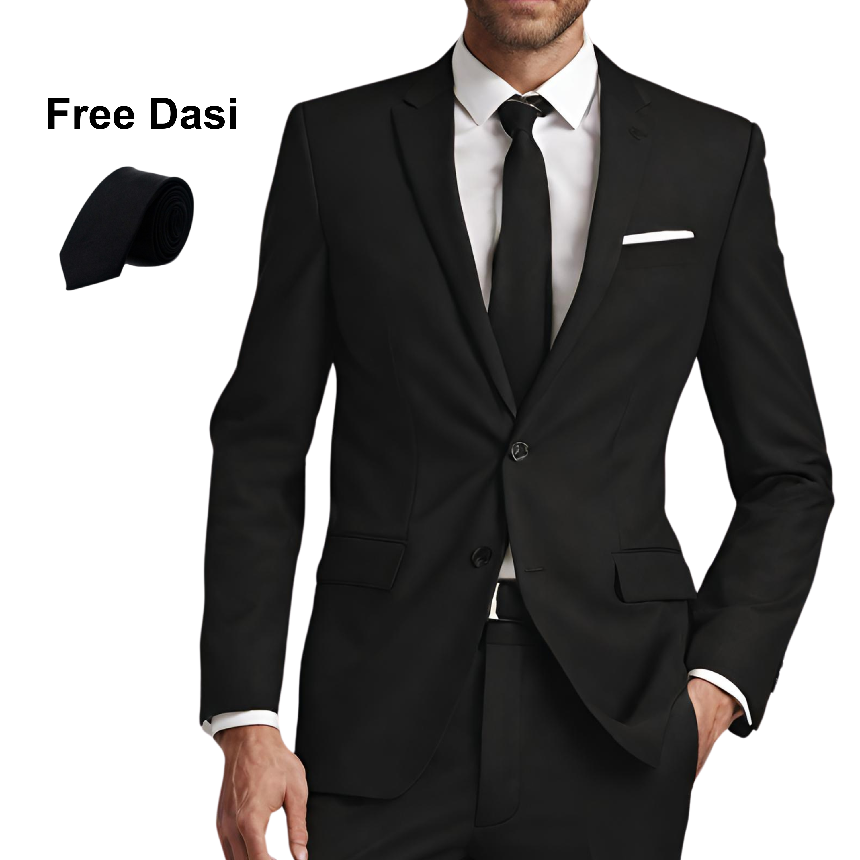 Allipant Men's Black Blazer Jacket, Formal 2 Buttons, Latest Cool Slimfit, Jazz wisuda and Bridal