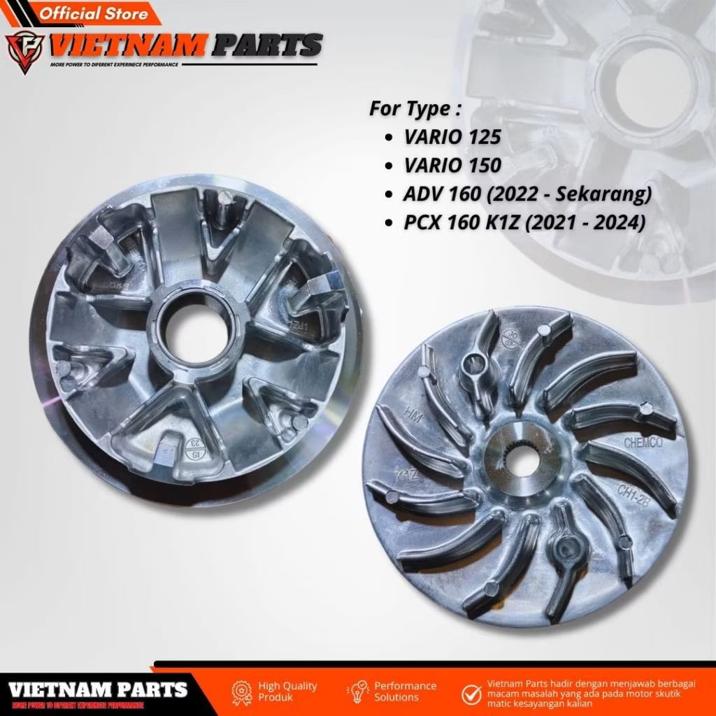 Pulley set k1z Vario 160 Oggy 160 ADV 160 Stylo 160 full lathe custom CNC Harga 182,400 rupiah*Gratis Ongkir