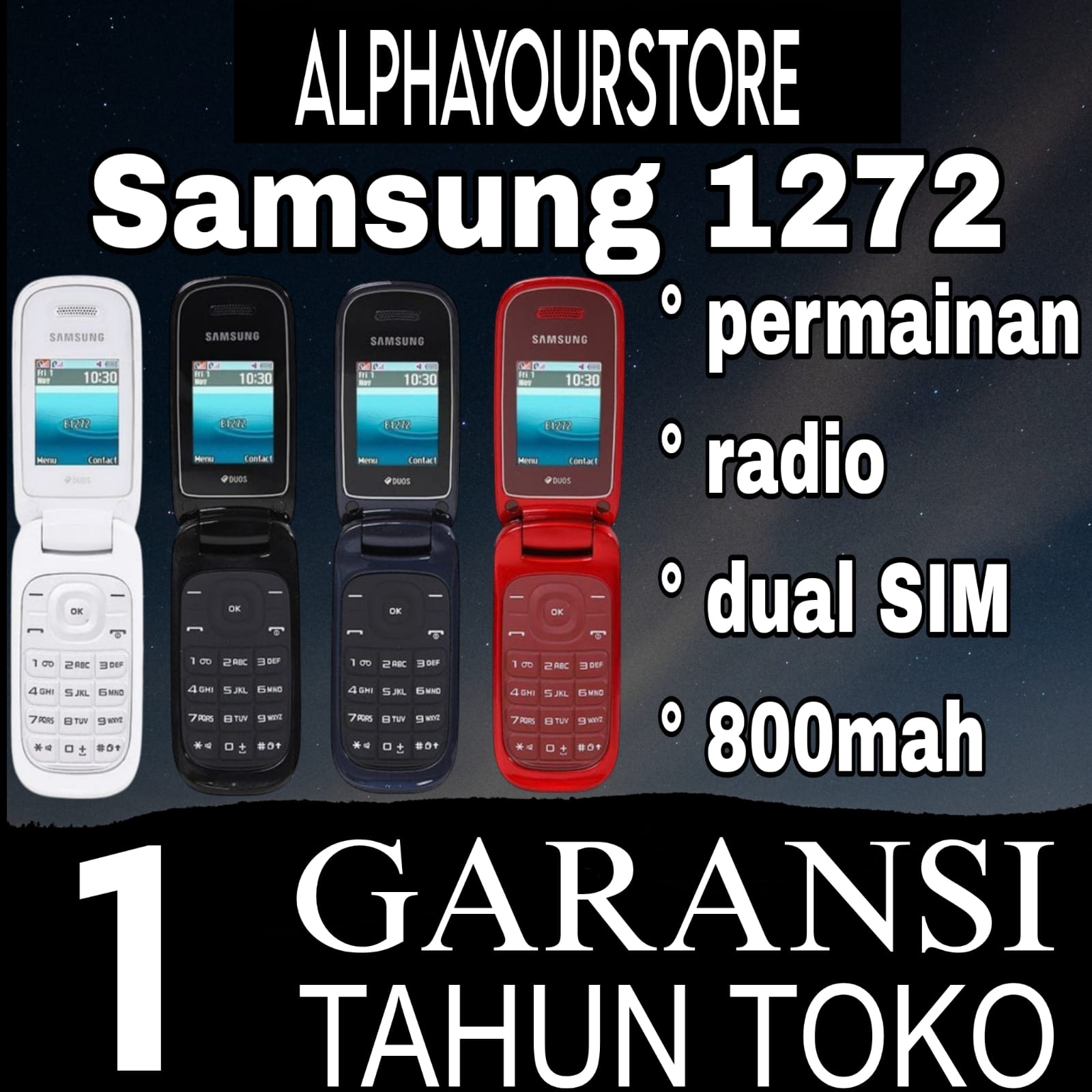 HP SAMSUNG GT-E1272 (BARU) [GARANSI 1 TAHUN] HP Lipat Klasik Dual SIM Harga 158,013 rupiah*Gratis Ongkir