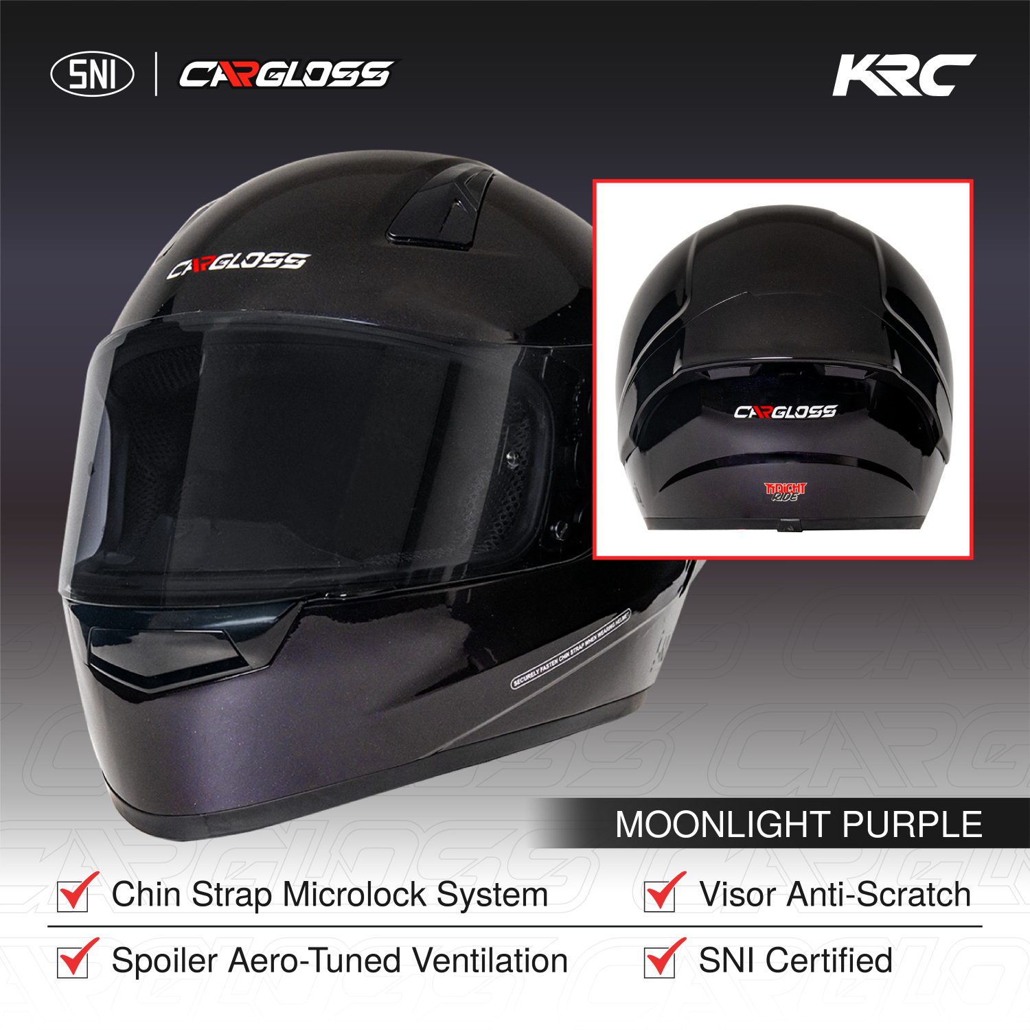 Cargloss KRC Helm Full Face Moonlight - Purple Harga 460,000 rupiah*Gratis Ongkir