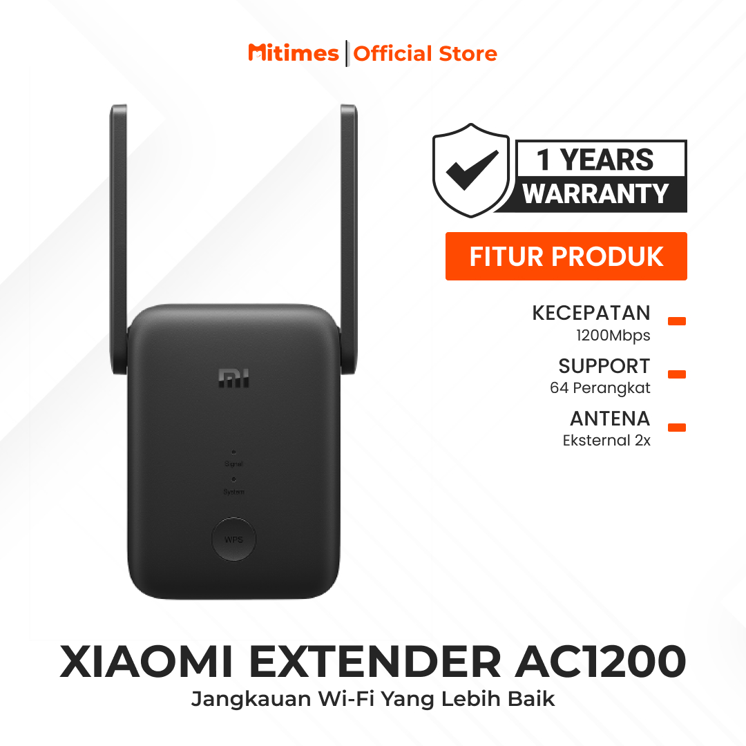 Xiaomi WiFi Range Extender AC1200 | 2 Eksternal Antena | Dual-band 2,4 GHz dan 5 GHz | Kecepatan Hingga 1200Mbps Harga 259,000 rupiah*Gratis Ongkir