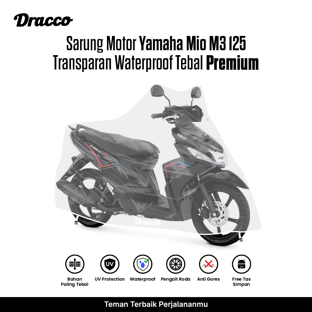 Yamaha Mio M3 125 Motorcycle Cover Transparent Thick Waterproof Premium Anti-Rain Anti-Scratch Cover Harga 83,700 rupiah*Gratis Ongkir