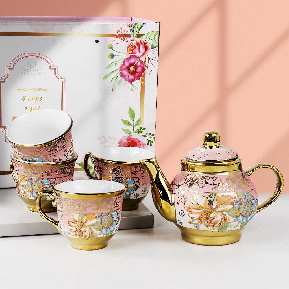 Set Cangkir teko Keramik 4 Cups 1 Pot European Style