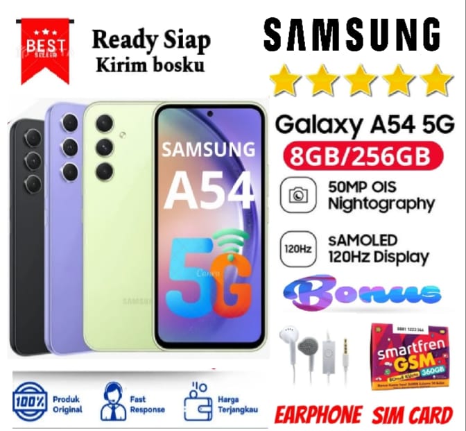 HP Samsung Galaxy A54 5G 8/256 GB NFC 50MP OIS - sAMOLED 120Hz - Garansi FULLSET Harga 4,060,000 rupiah*Gratis Ongkir
