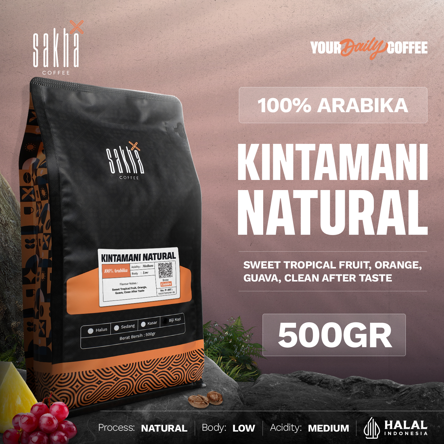 Bali Kintamani Arabica Coffee Beans Natural Arabica Coffee Beans 500 Grams