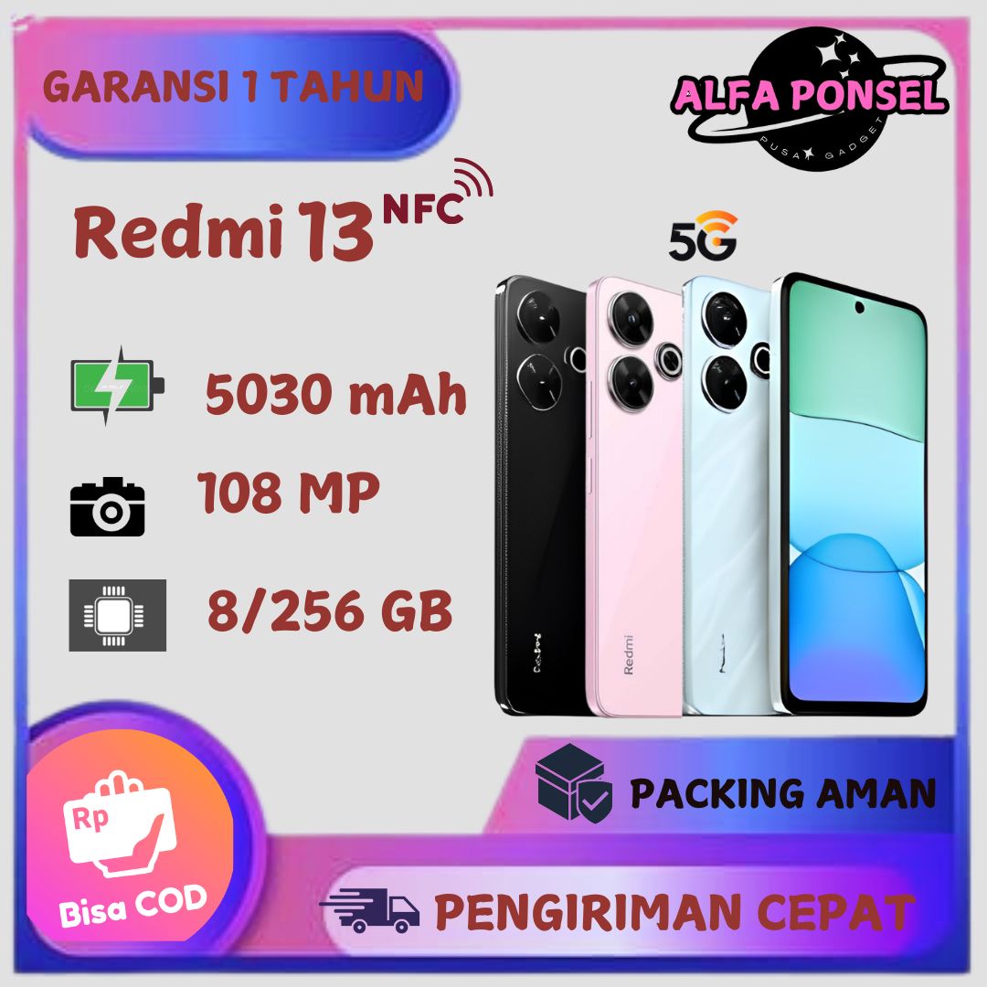 Xiaomi Redmi 13 5g (8Gb/256Gb) Cellphone | Fast Charging 33W | 108 Mp Dual Ai Camera | Official Store] Harga 1,583,010 rupiah*Gratis Ongkir