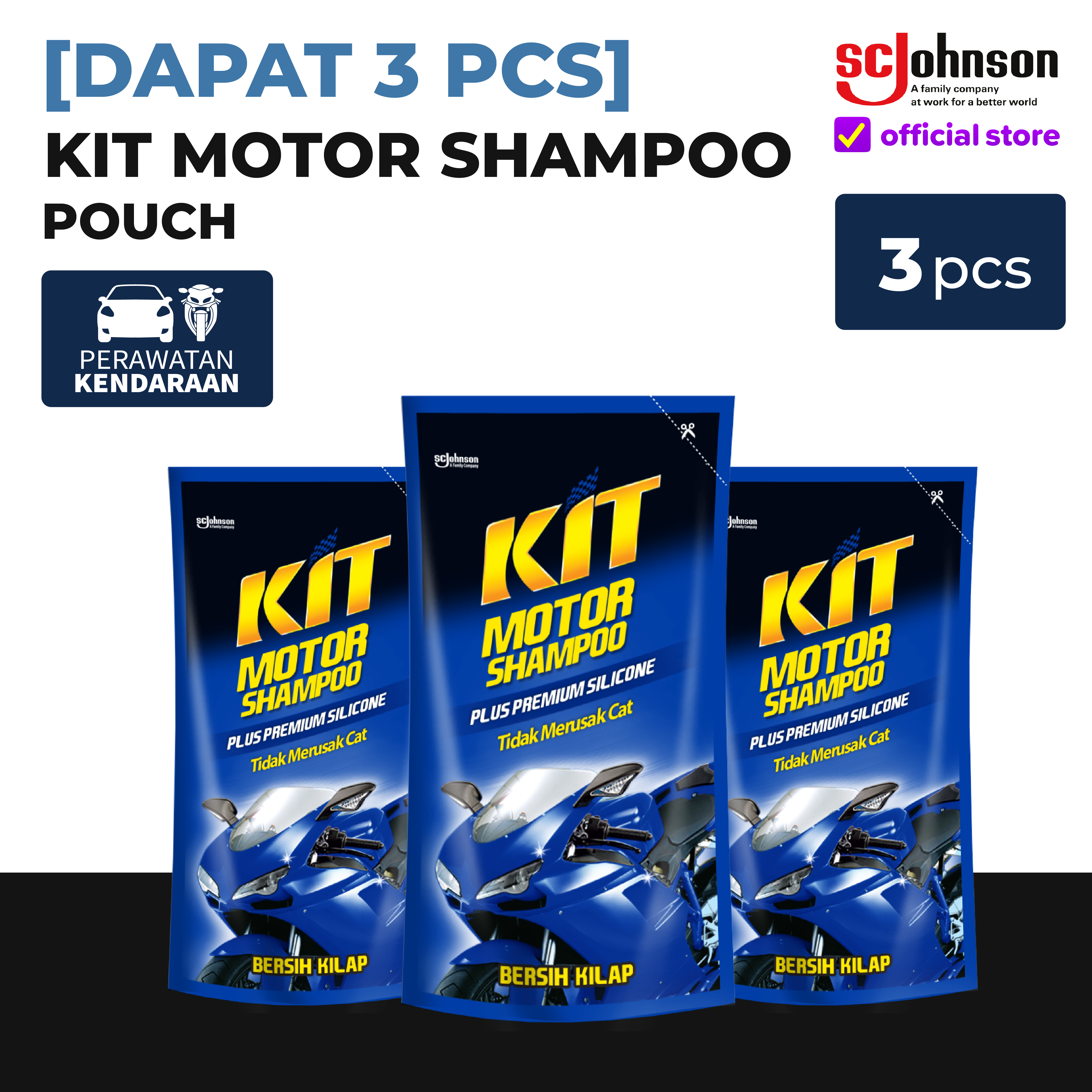 [Dapat 3pcs] KIT Motor Shampoo Pouch 200mL Harga 25,300 rupiah*Gratis Ongkir