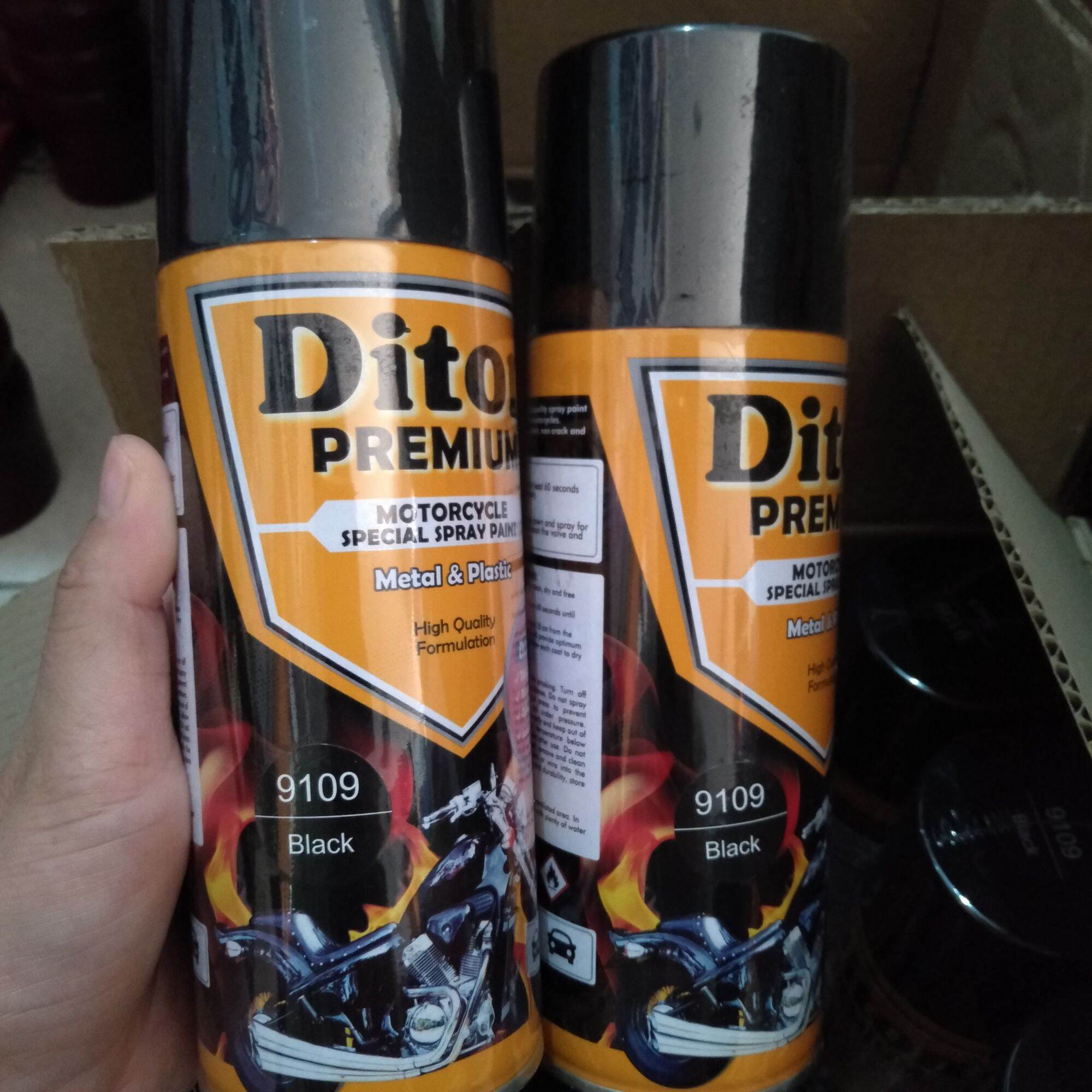 Pilok Pilox Cat Diton Premium Black 9109 Hitam Hitam Glossy Hitam Polos diton premium 400cc Tahan Bensin Harga 46,093 rupiah*Gratis Ongkir